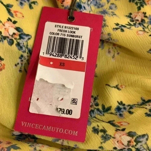 Vince Camuto Floral Smocked Puffed Sleeve Blouse Sunburst - Picture 5 of 5